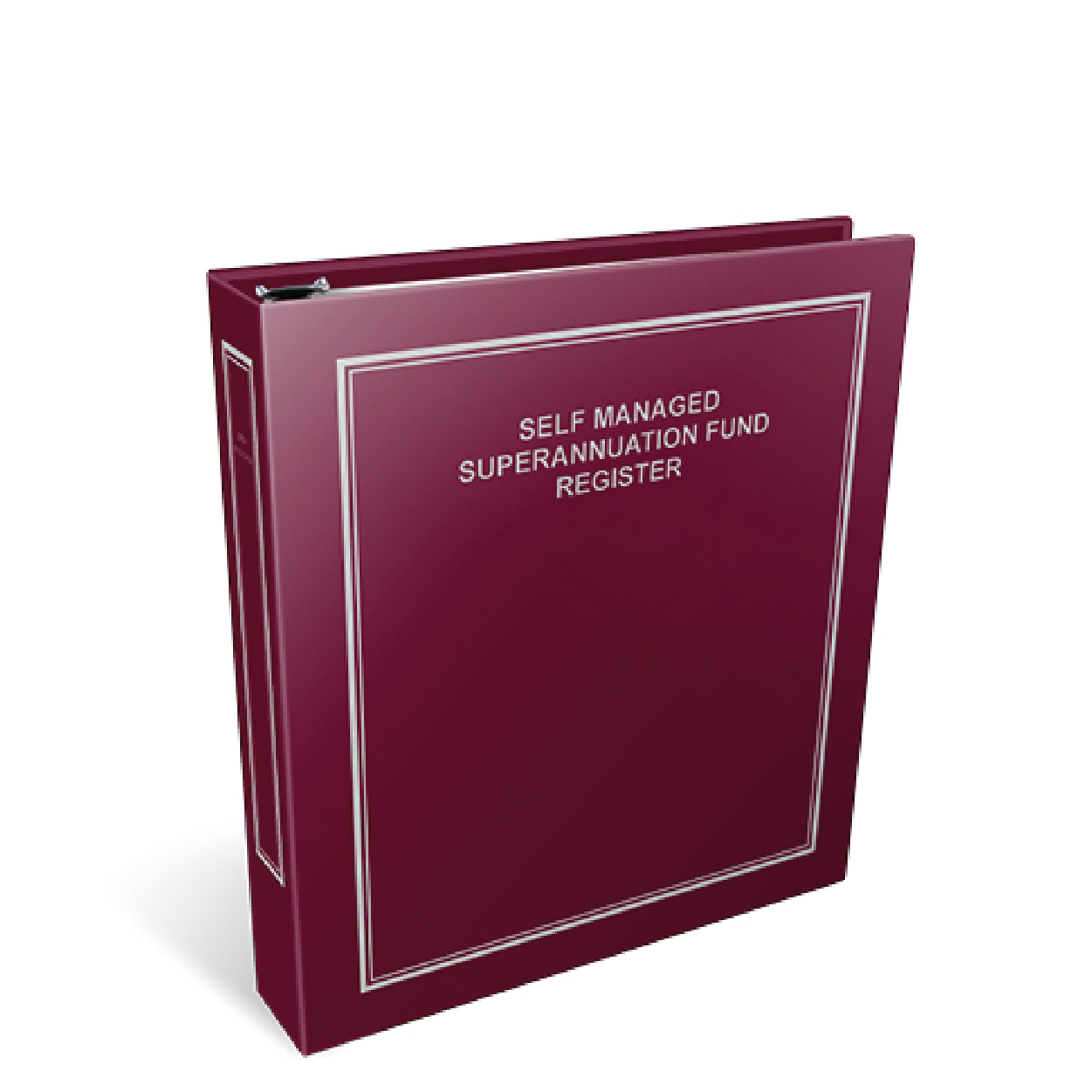 A Maroon folder labeled "Self Managed Superannuation Fund Register" with a silver border.